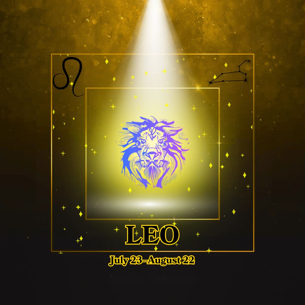 Leo zodiac sign and constellation design – radiant and confident cover for the Leo Collection by Gitana Mystical Products.