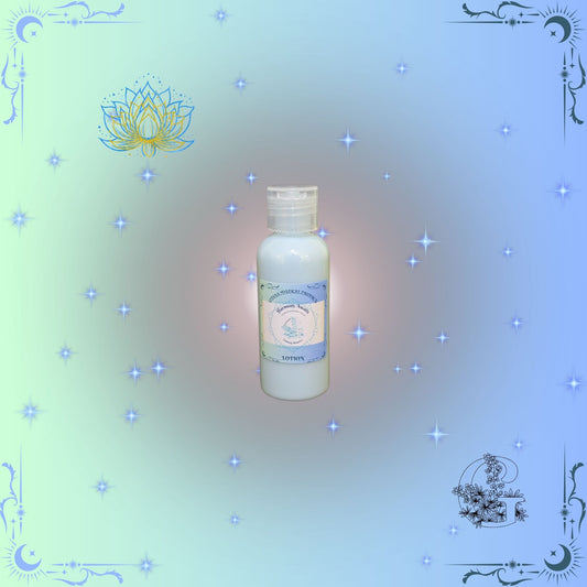 Harmony Awaits Lotion – calming, silky moisturizer promoting peace and balance with a soft blue finish.